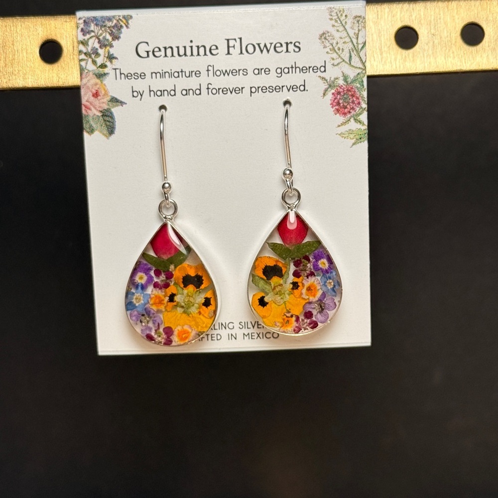 Red and Purple Floral Teardrop Earrings
